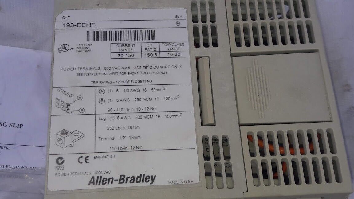 Allen-Bradley 193-EEHF Ser B Overload Relay 193EEHF Ratio 150.5 Range 30-150 - Image 3