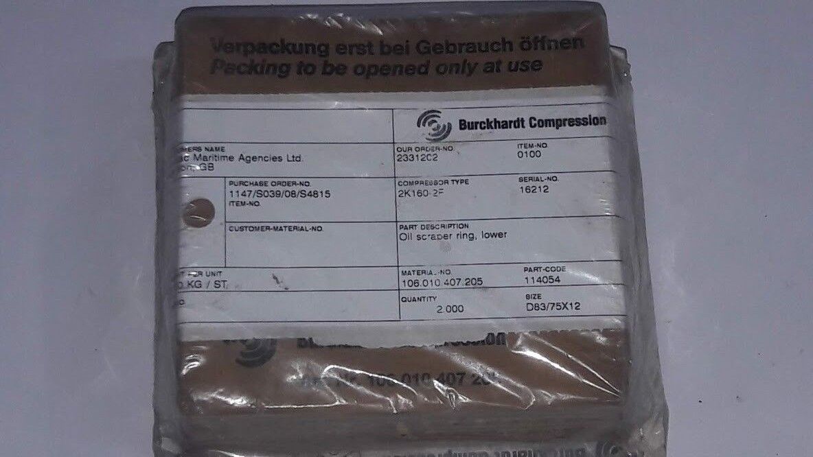Burckhardt Compression 2K160-2F Oil Scraper ring, lower 160.010.407.205 Part cod - Image 2