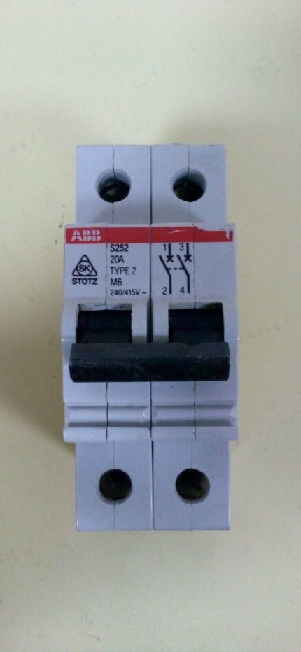 Abb S252 20A 2 Pole M6 240/415V Miniature Circuit Breaker