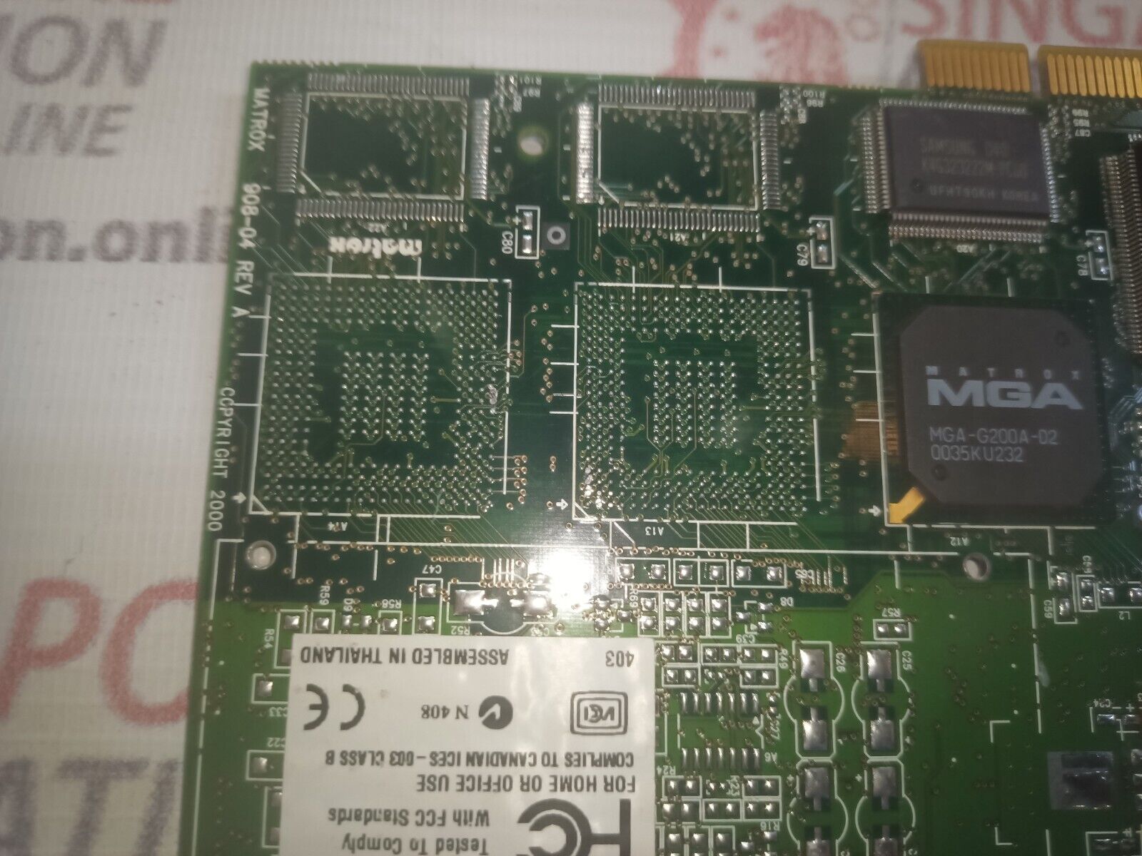 Matrox 908-04 Rev. A PCI VGA MGI G2+/DualP-PL Matrox Graphics Millennium G200 - Image 5