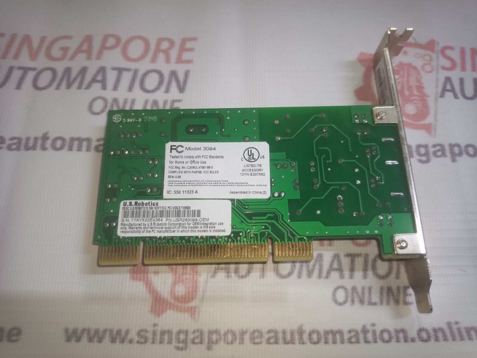 U.S.Robotics 56kbps PCI voice FAX / Modem USR263094-OEM Model. 3094 - Image 4