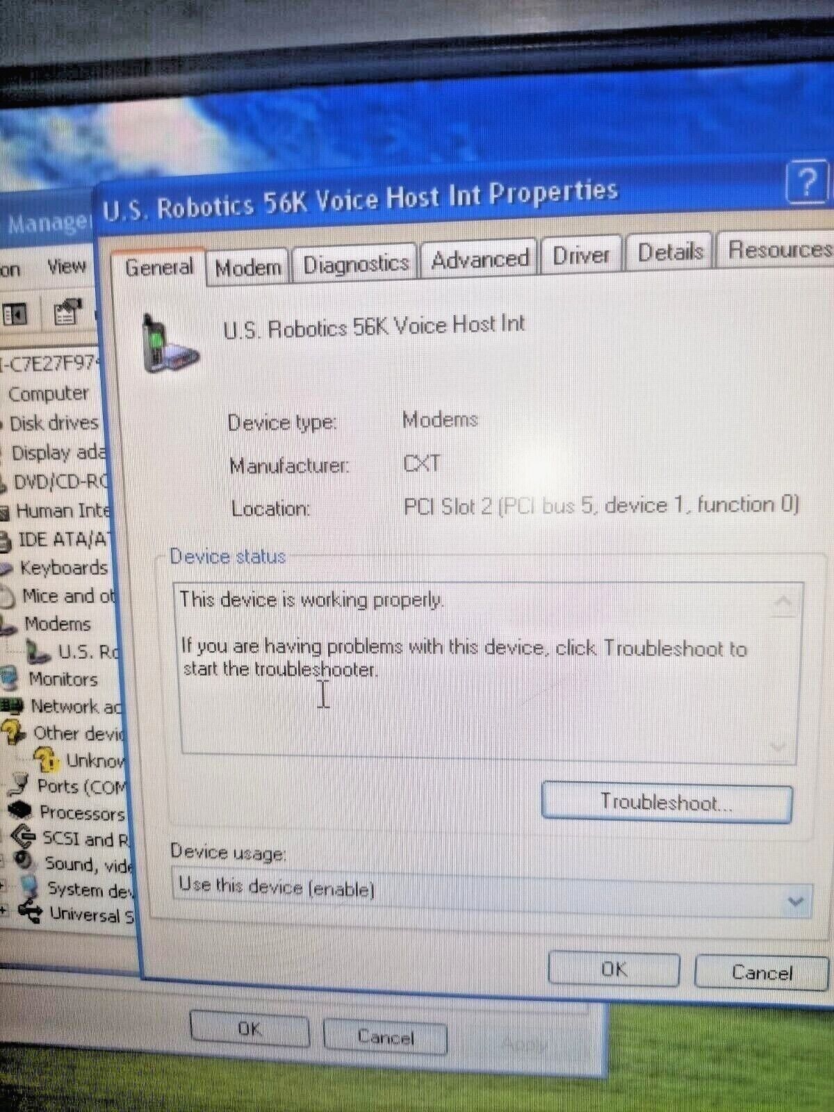 U.S.Robotics 56kbps PCI voice FAX / Modem USR263094-OEM Model. 3094