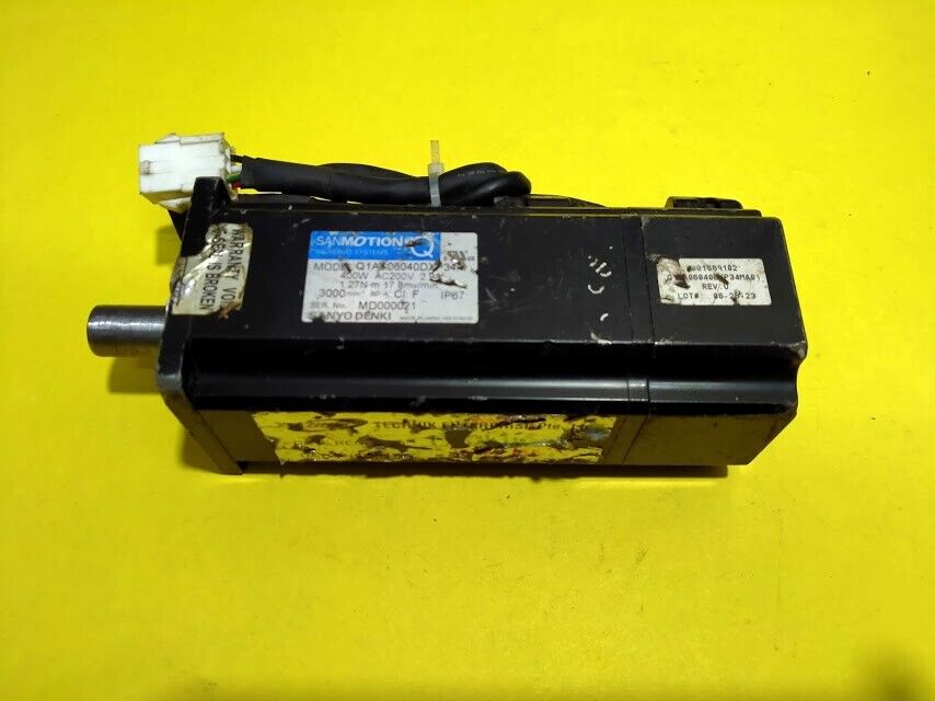 Sanyo Denki Q1AA06040DXP34M Rev.0 400W AC200V 2.9A SANMotion Q AC Servo Motor
