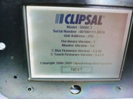 Clipsal C-Touch 5000CT C-Bus2 CS5000CT Firmware Version 4.4.00 Touch Panel