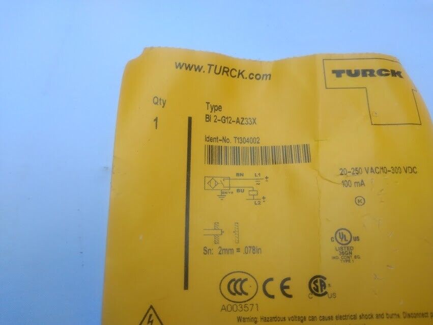 Turck elektronik BI 2-g12-AZ33X inductive sensor T1304002 PROXIMITY New - Image 2