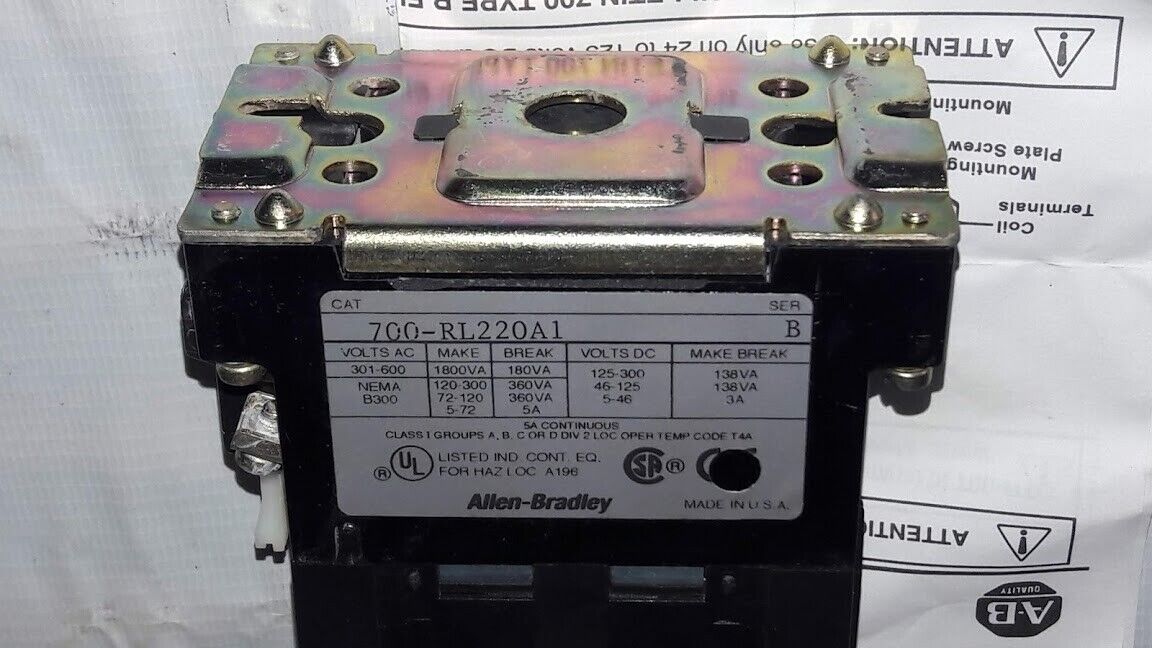Allen-Bradley Bulletin 700-RL220A1 Ser B Type R Electrically Held Relay 700 - Image 3
