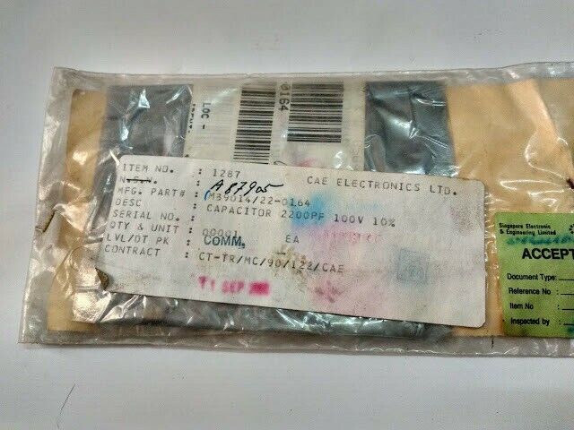 CAE Electronics LTD M39014/22-01.64 Capacitor 2200PF 100V 10% M39014220164 New - Image 2