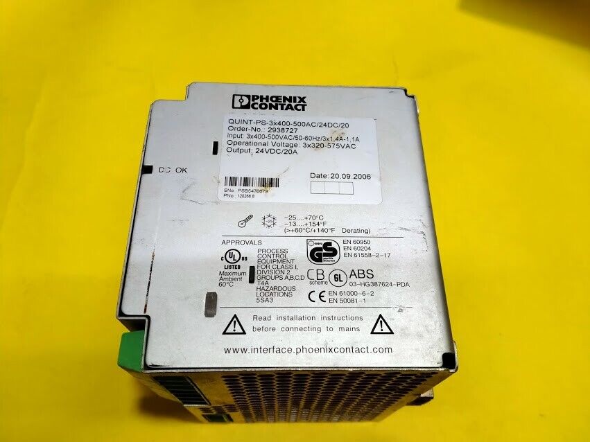 Phoenix Contact QUINT-PS-3X400-500AC/24DC/20 P/N 120266.8 Power Supply - Image 3