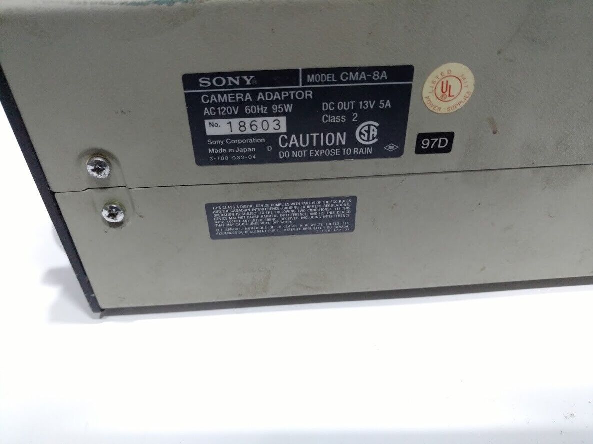 Sony Corporation CMA-8A Camera Adaptor AC120V 60Hz Power Supply - Image 8