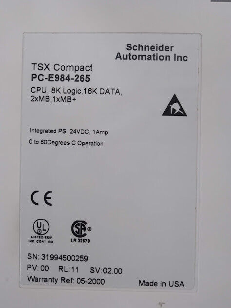 Schneider TSX Compact PC-E984-265 CPU 8K Logic 16K Data 2xMB 1xMB+ SV. 02.00 NEw - Image 6