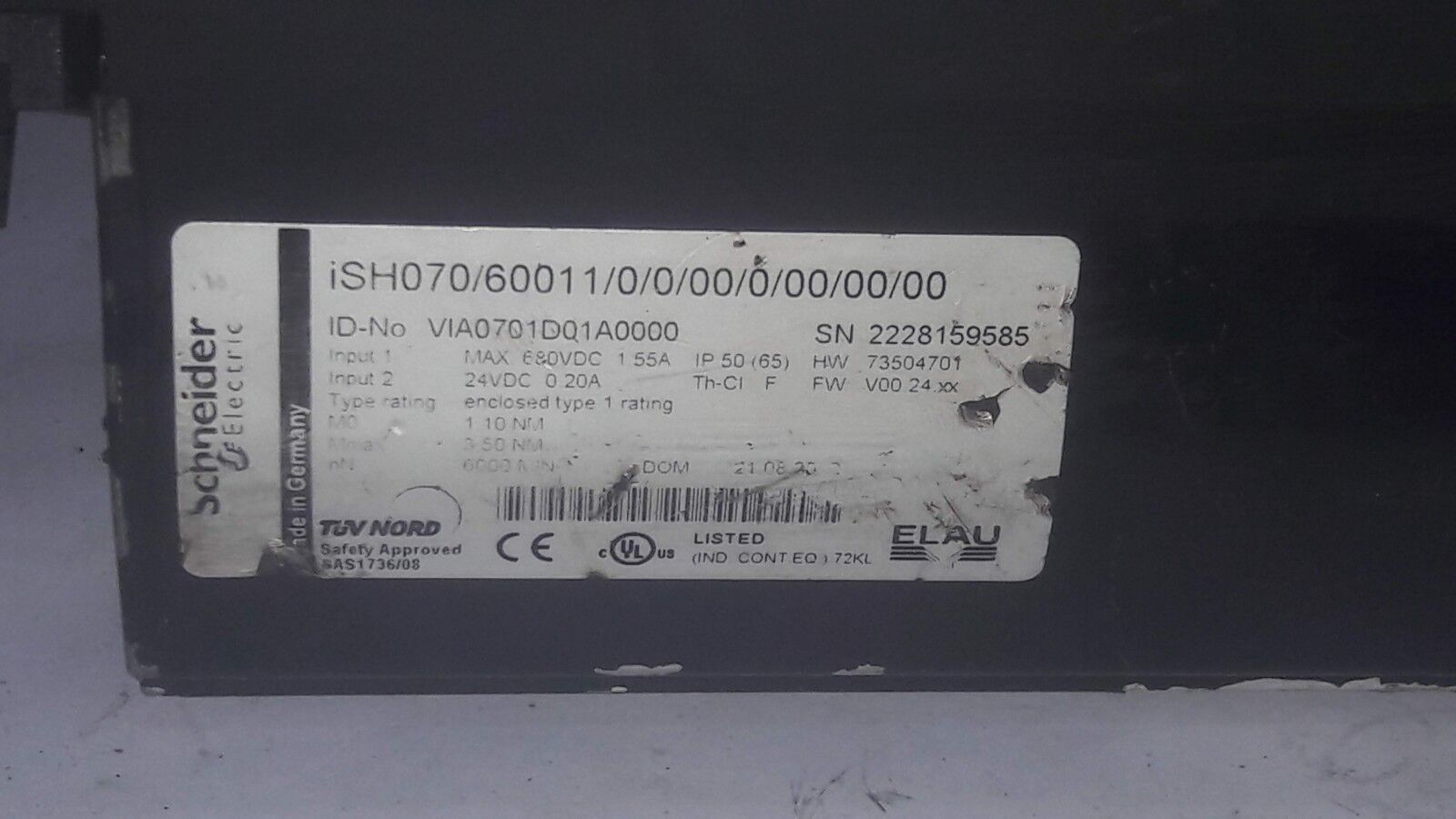 Schneider VIA0701DQ1A0000 iSH070/60011/0/0/00/0/00/00/00 ELAU servomotor PacDriv - Image 2