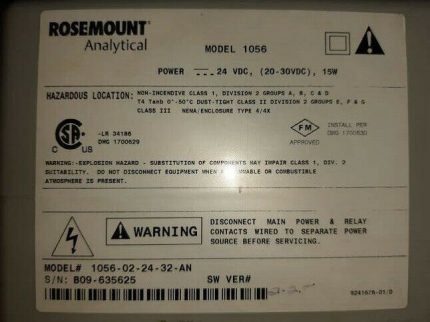 Rosemount Analytical 1056-02-24-32-AN 2.25 PH Orp Conductivity Analyser