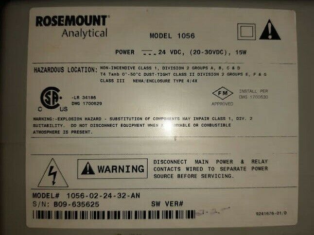 Rosemount Analytical 1056-02-24-32-AN 2.25 PH Orp Conductivity Analyser