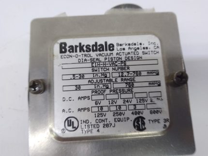 Barksdale E1H-H-VAC-P6 3R ECON-O-TROL Vacuum Actuated Switch E1HHVACP6
