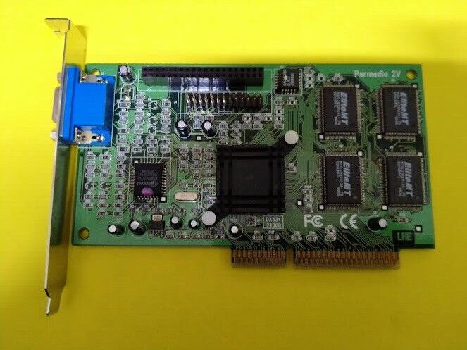 3Dlabs Permedia 2V DA334A- 81810-1099 Bios Ver. 2.2 AGP VGA Card 8MB - Image 2