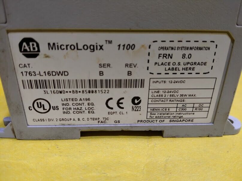 Allen-Bradley 1763-L16DWD Ser. B Rev. B FRN 8.0 MicroLogix 1100 Controller - Image 2
