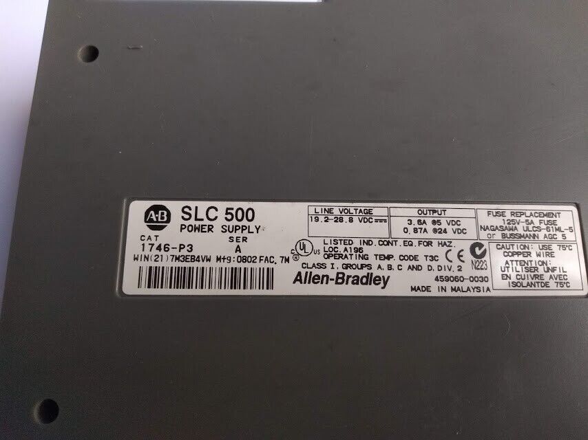 Allen-Bradley SLC 500 1746-P3 Ser A Power Supply 1746P3 - Image 8