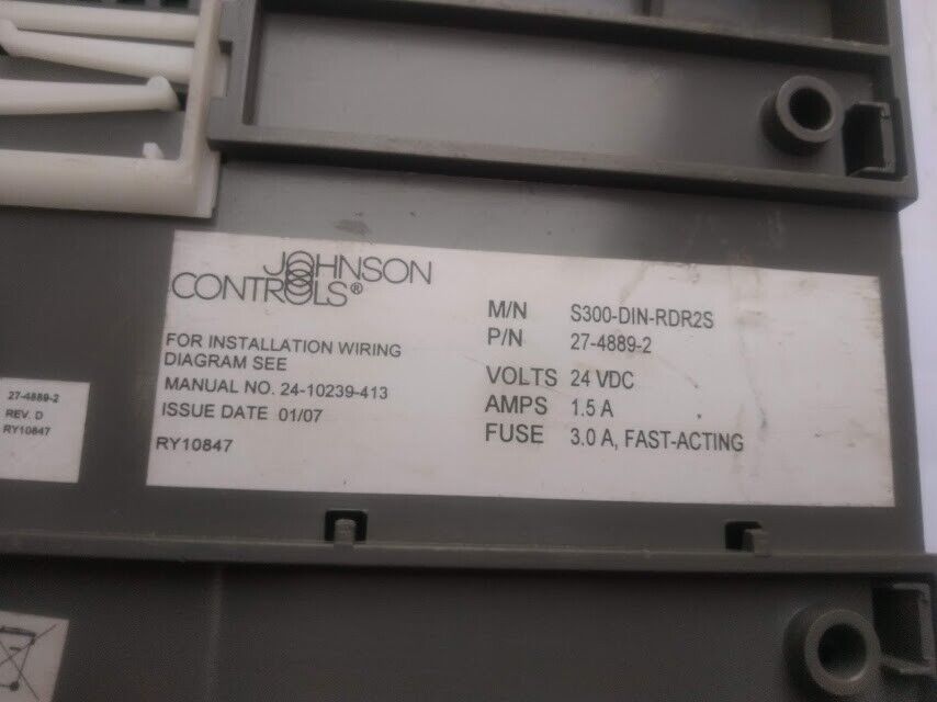 Johnson Controls S300-DIN-RDR2S 27-4889-2 Rev D Cardkey RDR2S Door ...