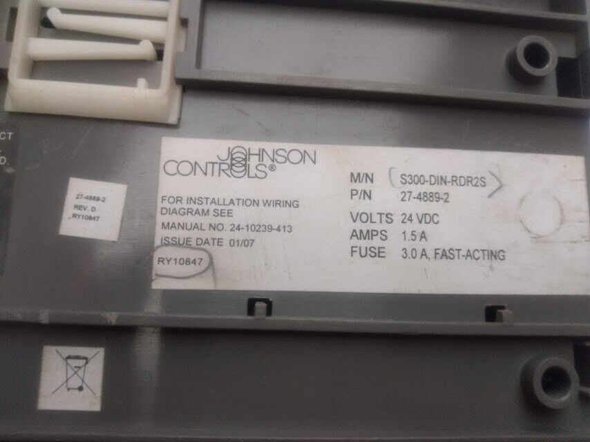 Johnson Controls S300-DIN-RDR2S 27-4889-2 Rev D Cardkey RDR2S Door Interface Ter - Image 6