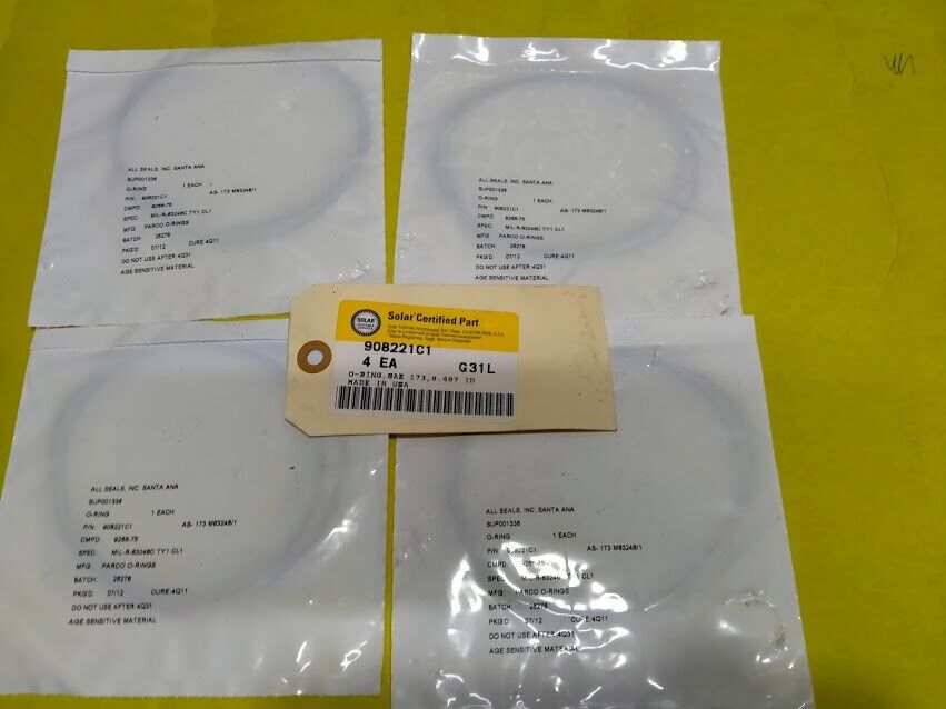 Solar turbines O-Ring 908221c1 MIL-R-83248C T1 CL1 Parco O-Rings lot of 4 New - Image 3