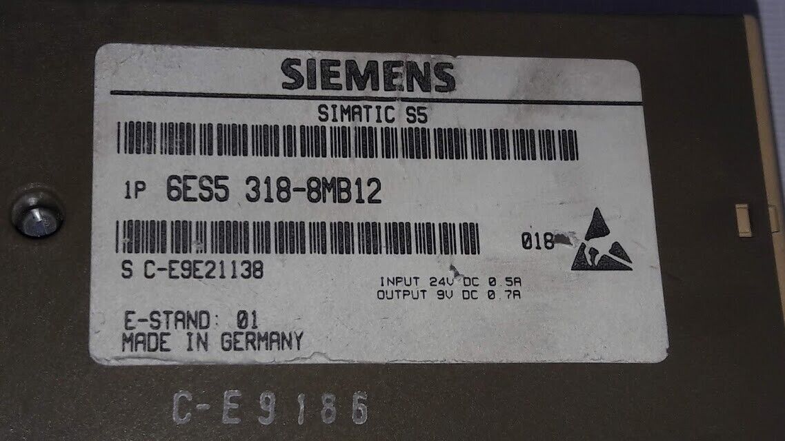 Siemens Simatic S5 ET200U 6ES5 318-8MB12 Programmabl Logic Controller E-Stand 01 - Image 3