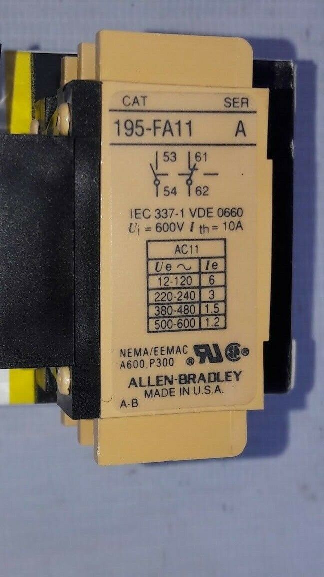 Allen-Bradley Bulletin 195-FA11 Ser A Type F Add On Contact Block 195FA11 - Image 2