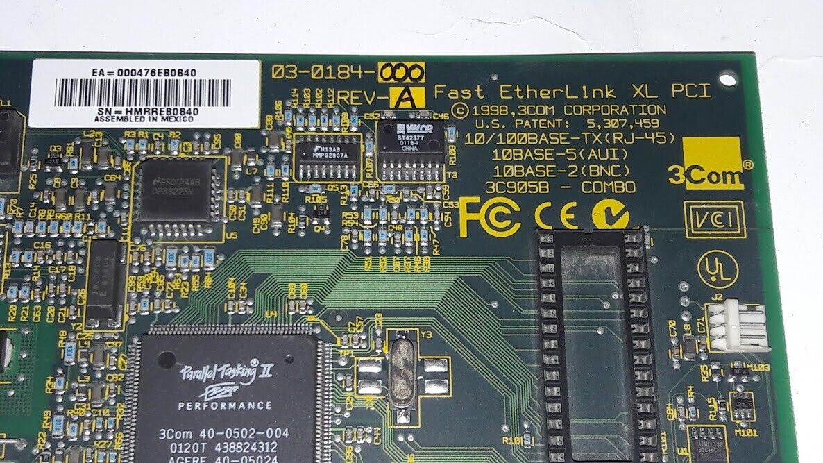 3Com 03-0184-000 Rev A Fast EtherLink Xl Pci Ethernet Card - Image 2