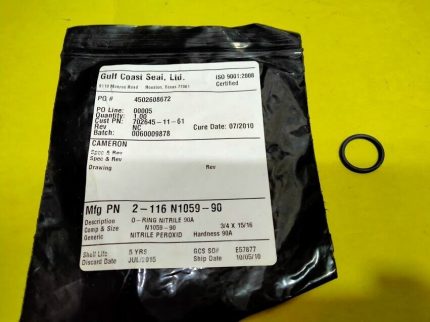 Cameron P/N 2-116 N1059-90 O-Ring Nitrile 90A Mfg.Parker Seal New