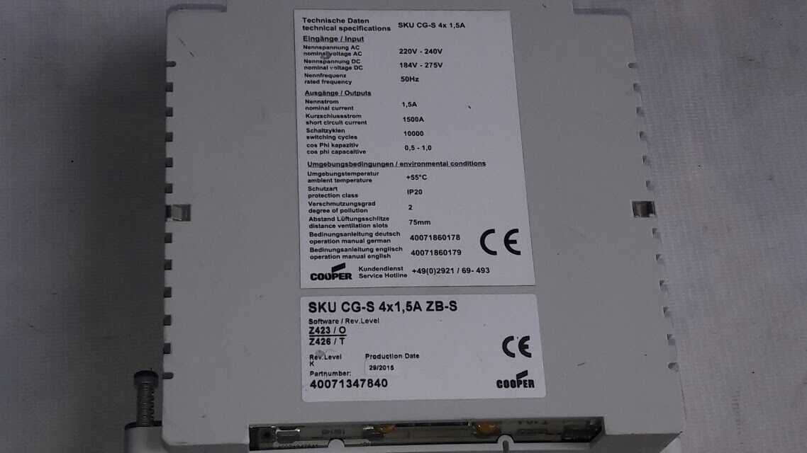 COOPER SKU CG-S 4x1 5A- Z423/O Z426/T PLC Module SKU CGS 4x1 5A-Z423/O - Image 2