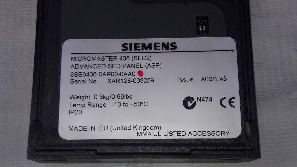 Siemens 6SE6406-0AP00-0AA0 Micromaster 436 Sed2 Advanced SED Panel 6SE64060AP000 - Image 4