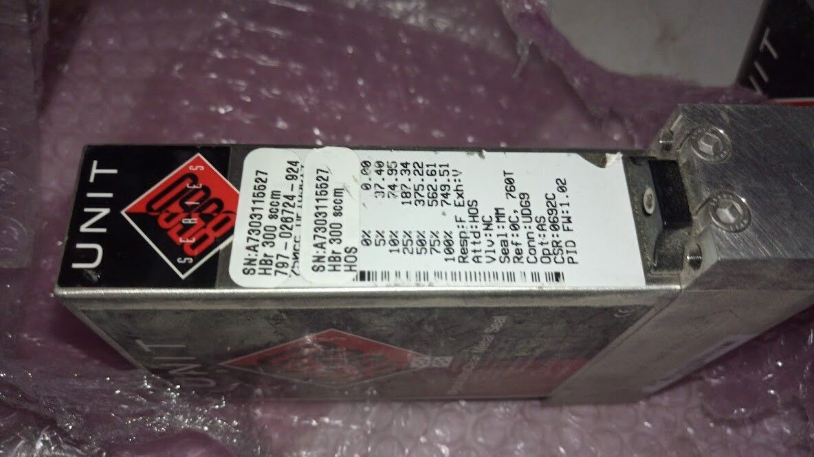 Celerity Inc. Unit 8560 Gas HBr 300 sccm 797-026724-924 HOS Cal:1051231 N2 Ref