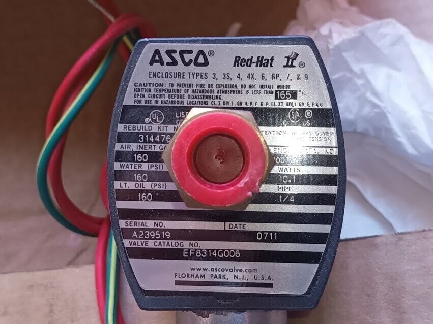 Asco Redhat EF8314G006 1/4” NPT Solenoid Valve