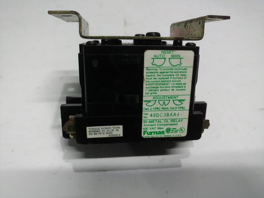 FURNAS ELECTRIC CO.48DC38AA4 Bi-Metal OVERLOAD RELAY 600 VAC - Image 5