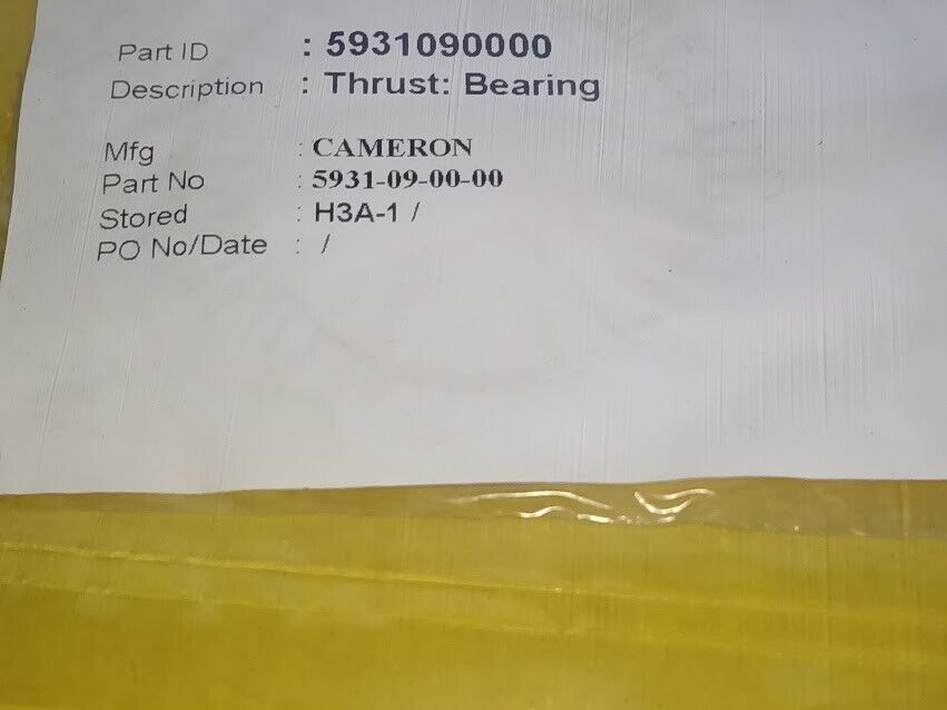 5931-09-00-00 Thrust Bearing Cameron Manual Gate Valve 5931090000 New - Image 2