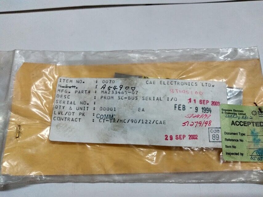 CAE Electronics LTD MA233465-07 Prom SC-Bus Serial I/O MA23346507 New - Image 2