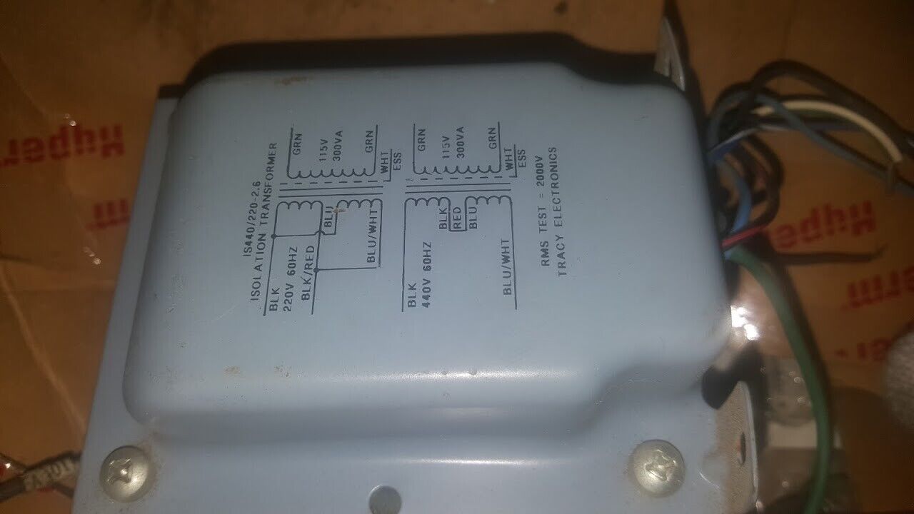 Tracy Electronics Is440/220-2.6 Rms test 2000v Isolation Transformer