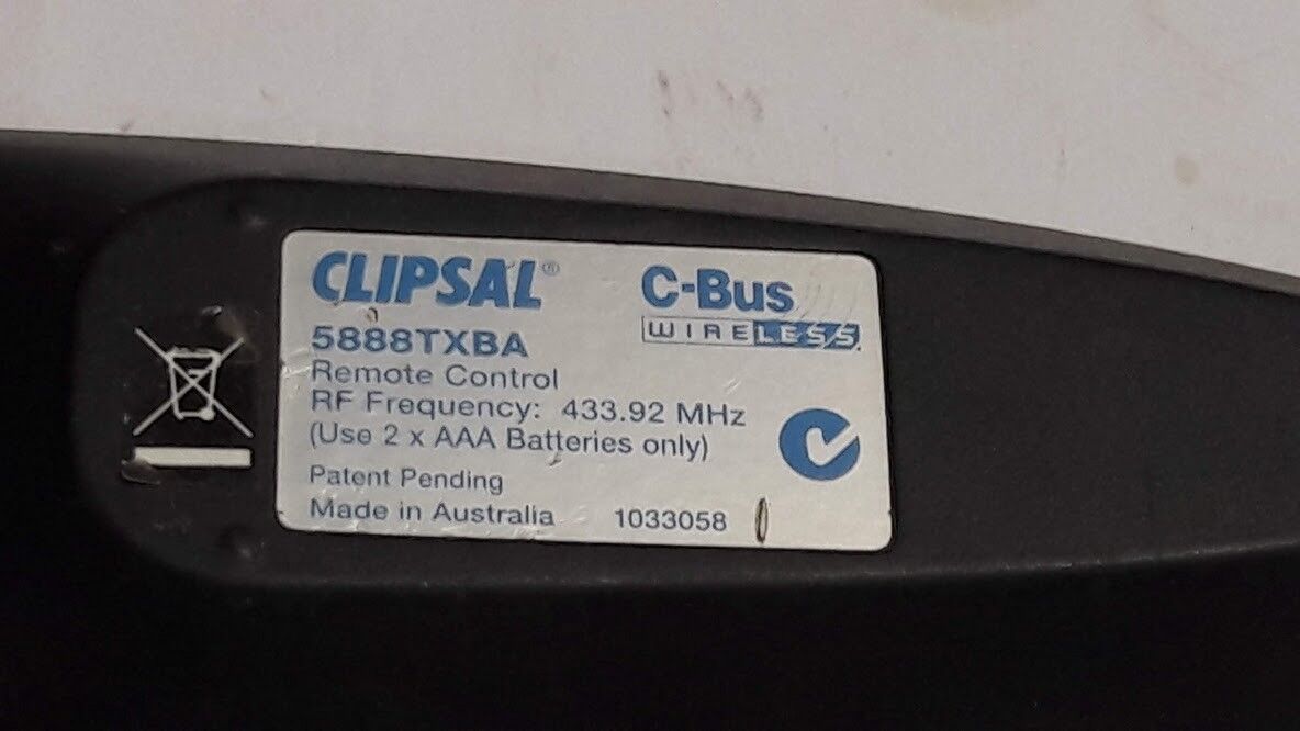 Clipsal C-Bus Wireless 5888TXBA Remote Control RF Frequency 433.92Mhz - Image 5
