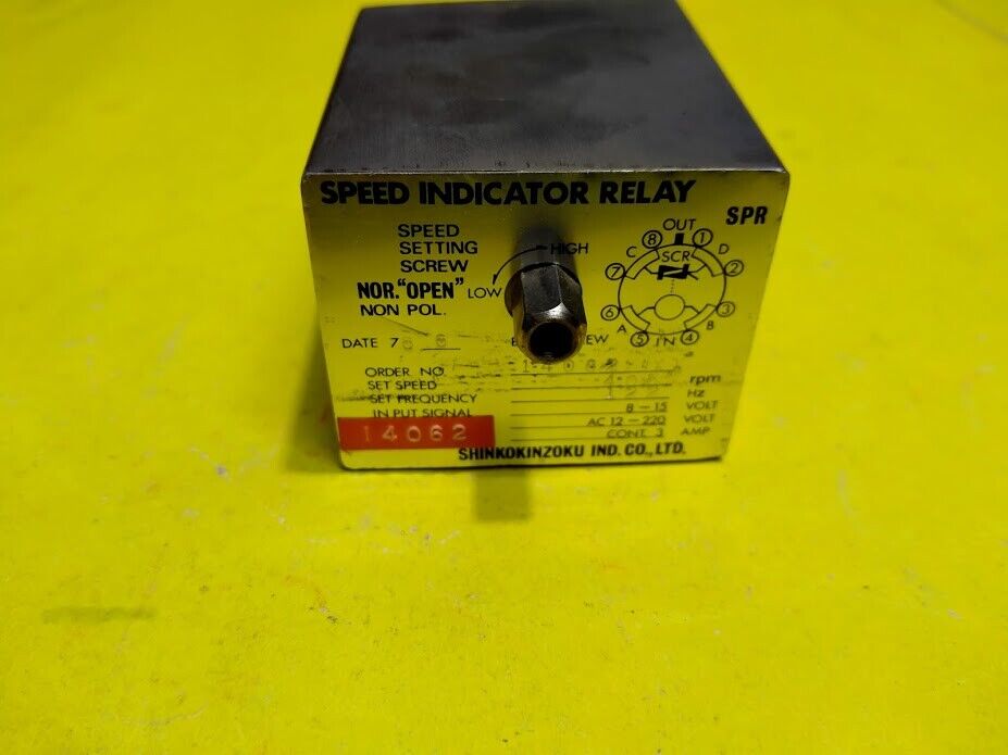 Shinkokinzoku Ind Co Ltd Speed Indicator Relay 14062 4.05 rpm