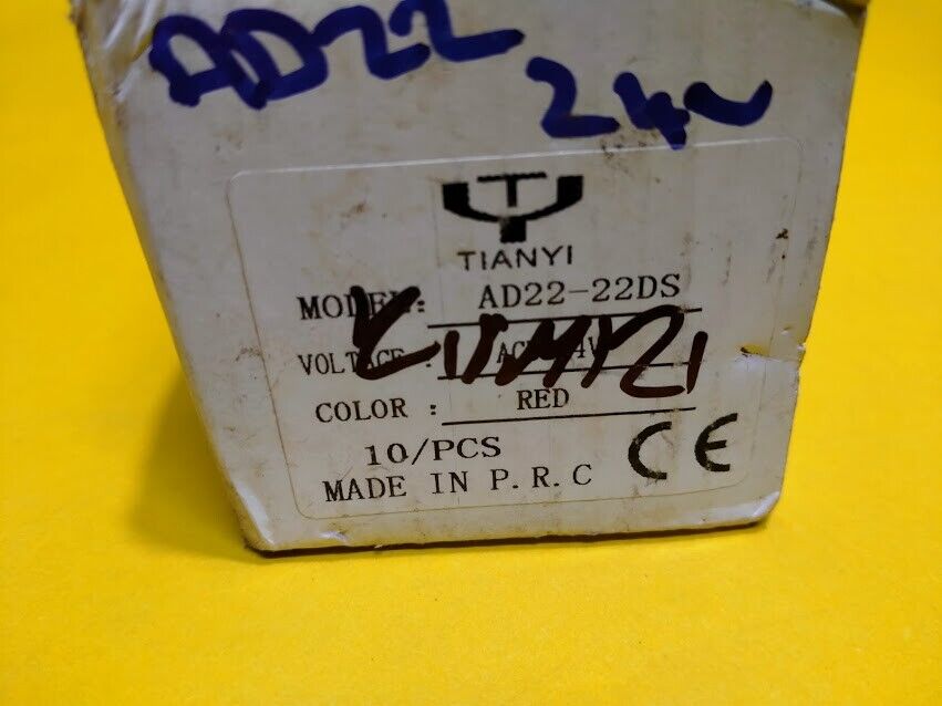 Tianyi Electric Co. Ltd. AD22-22DS Red Pushbutton Indicator Light AD2222D New - Image 5