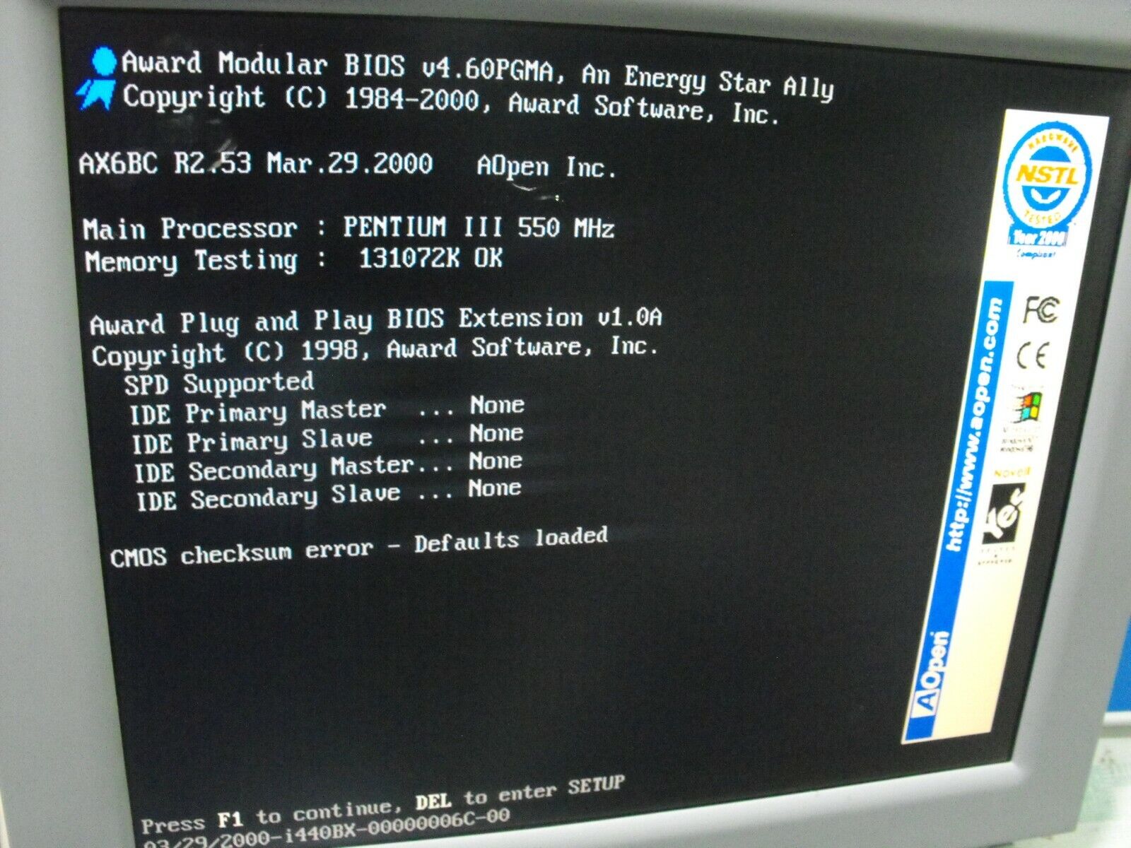 Aopen AX6BC 97813 48.87863.015 AX6BC R2.53 Bios V1.0A MotherBoard PIII 550Mhz - Image 7