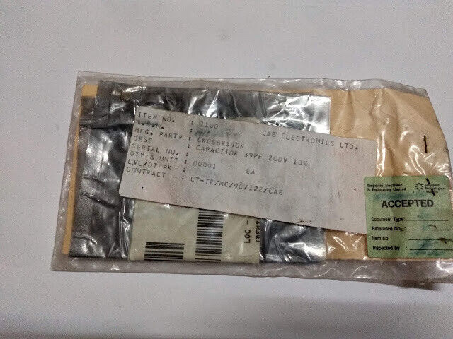 CAE Electronics LTD CK05BX390K Capacitor 39PF 200V 10% New