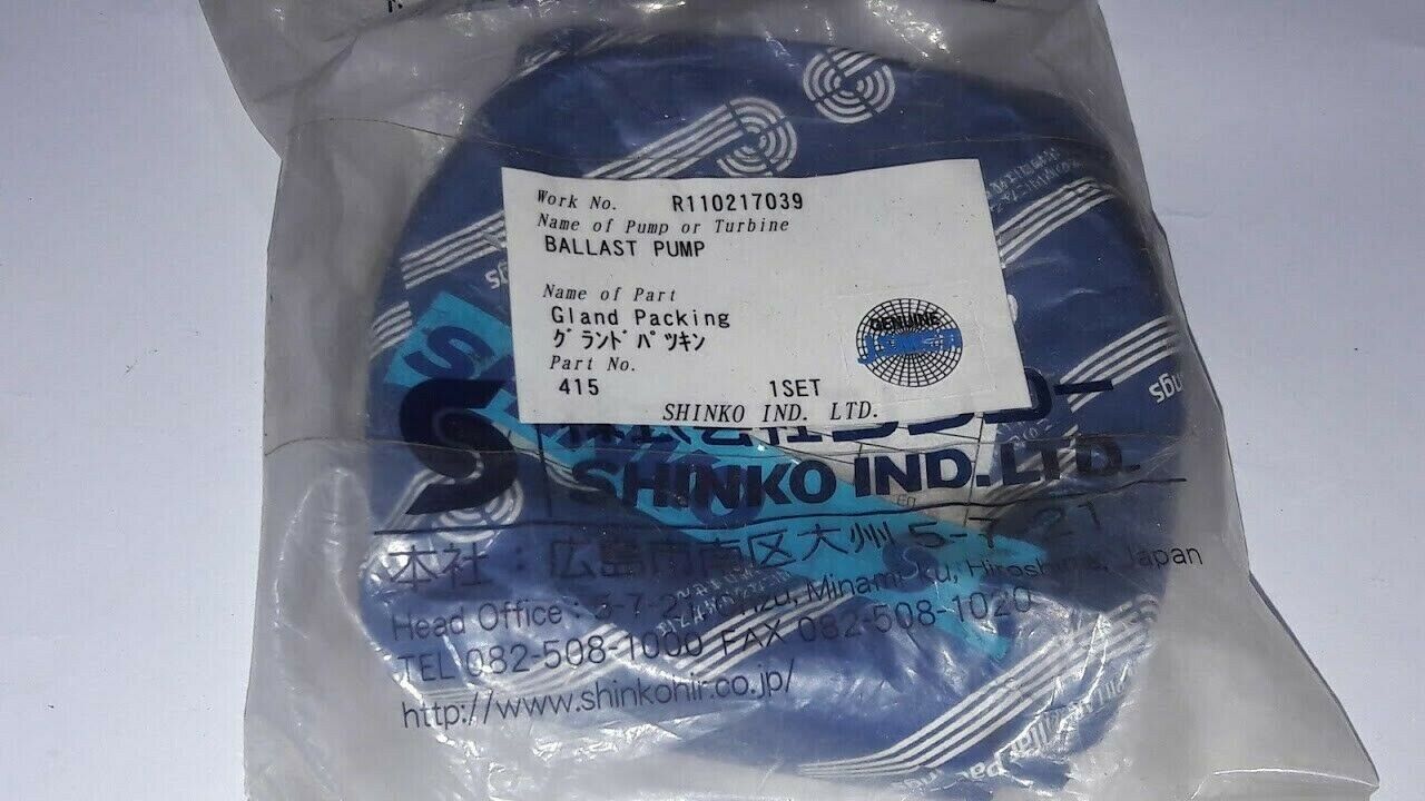 Shinko Ind Ltd Geniune Jsmea Ballast Pump Gland Packing 415 1Set R110217039 - Image 2