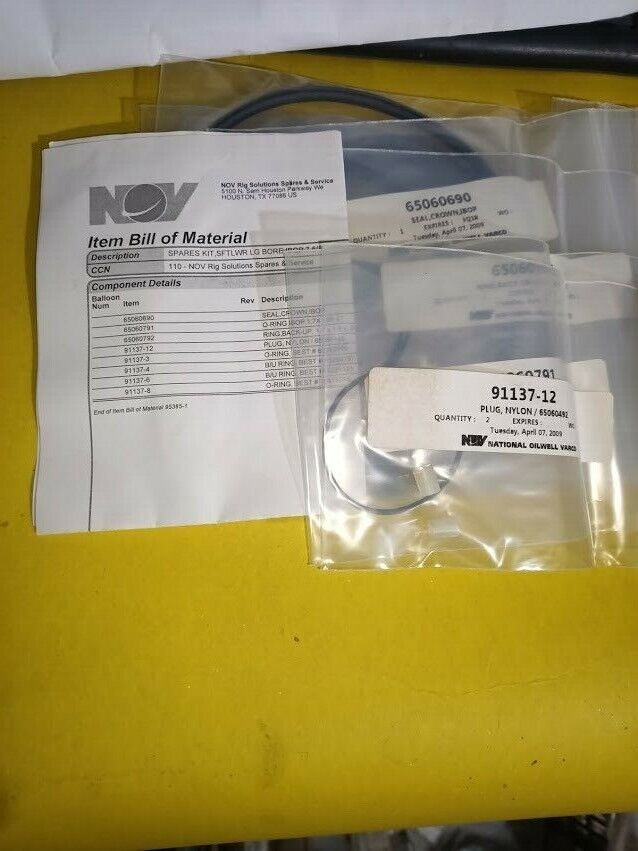95385-1 soft seals NOV Rig solutions Spares Kit SFTLWR LG Bore IBOP 7 5/8" New - Image 2