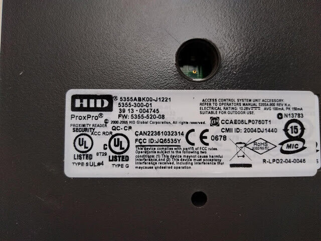 Johnson Controls HID 5355ABK00-J1221 5355-520-08 Proximity Reader With Keypad - Image 10