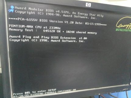 Advantch Industrial SBC PCA-6155V Rev. A.1 03-1 Ver. V1.20 Pentium MMX-233