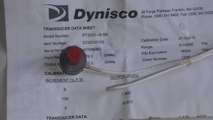 Dynisco PT332D-18.5M 0-18500PSI Pressure Transmitter / Transducer PT332 New