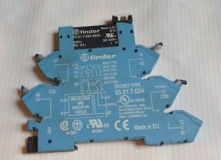 Finder 34.81.7.024.9024 Solid State Relay 2A 24VDC 4 Pins Socket 93.51.7.024