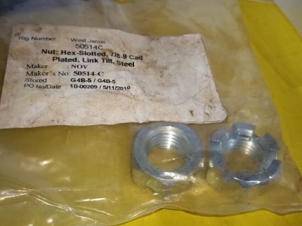 50514-C Link Tilt plated steel hex nut Slotted 7/8-9 5014c National Oilwell Varc