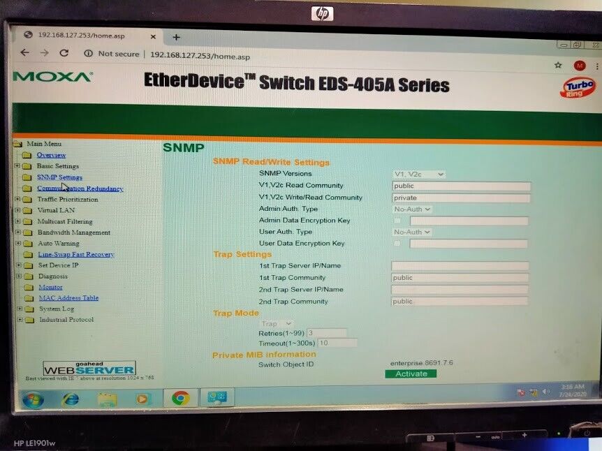 EDS-405A-MM-SC V1.2 Moxa Industrial Managed Ethernet Switch 1201405100021 New