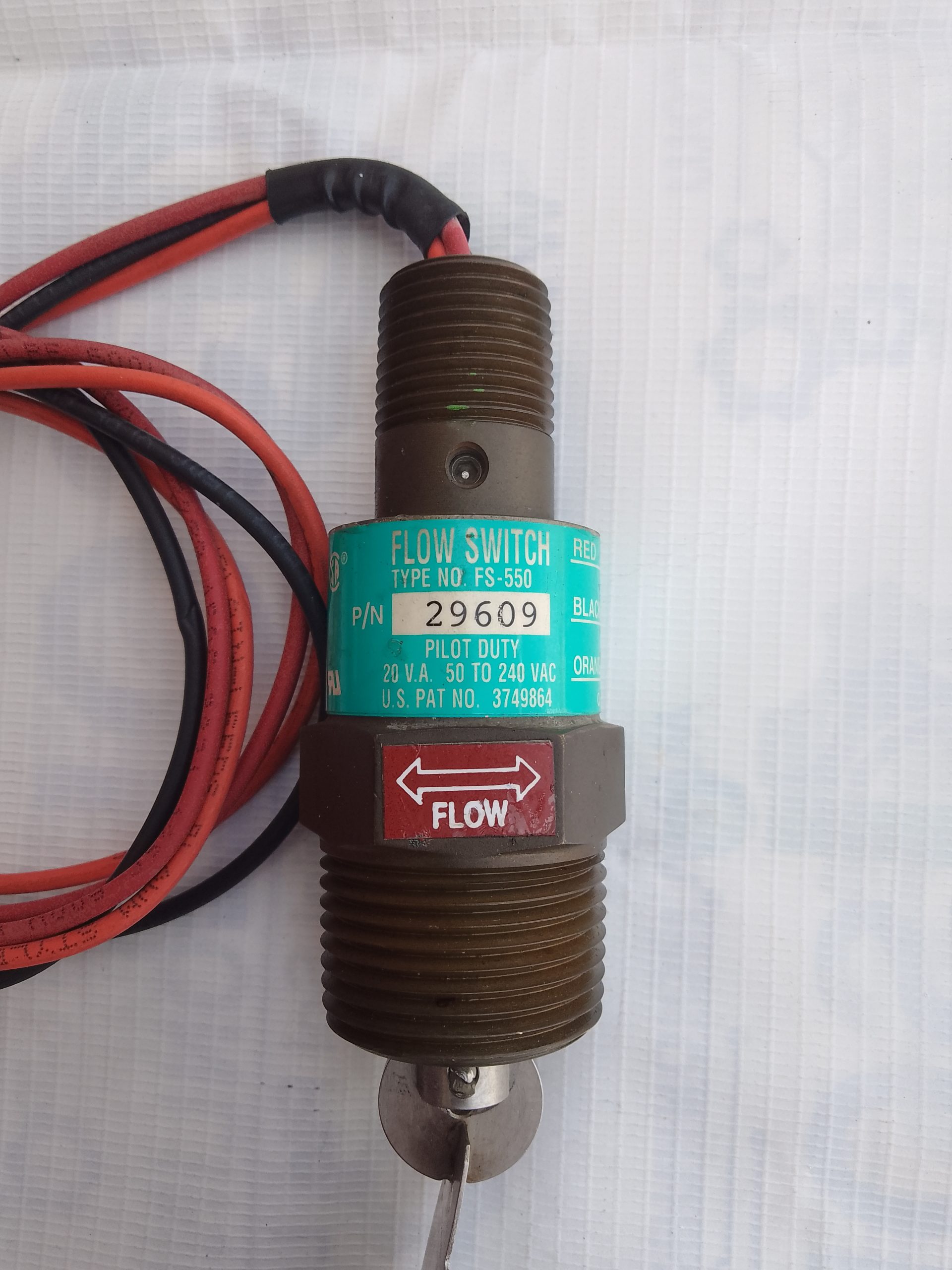 Gems FS-550 Metal Paddle Flow Switch 29609 High Pressure Pilot Duty 20VA 240VAC - Image 5